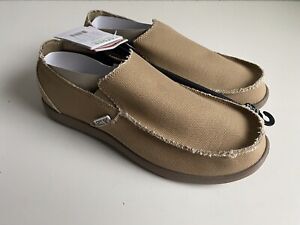 Men’s Sz 11 Crocs Santa Cruz Loafer Slip On Shoes Canvas Khaki 10128-261 NEW