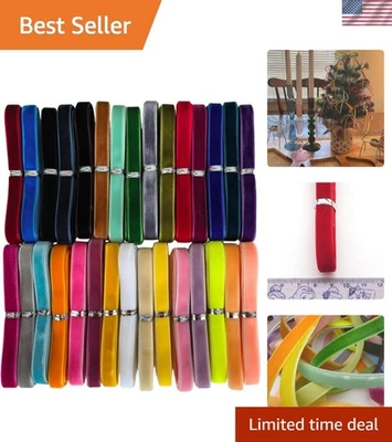 Elegant 30 Color Velvet Ribbon - 3/8" Rolls for Fashion and Decoration Projects - Image 1 of 4