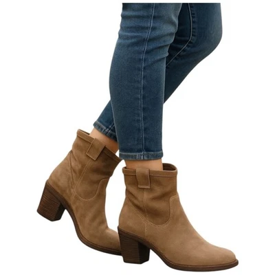 Botines occidentales Fiorentini + Baker tostados italianos gamuza cuero tacón talla 38 Foto 1 de 4