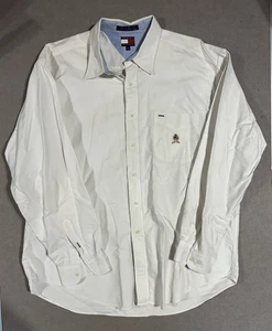 Tommy Hilfiger XL White Dress Shirt Crest Logo 100% Cotton Long Sleeve 32x27 - Picture 1 of 5