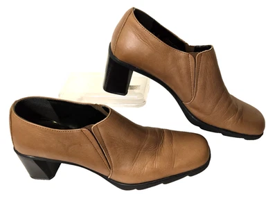 Zapato Bota Aerosoles Riputation Cuero Cacahuete Mujer 9B Marrón Sin Cordones Tacón Bloque Foto 1 de 4