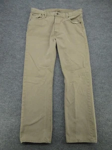 Levis 501 Jeans Mens 36x32 Khaki Tan Button Fly Straight Leg Denim 5 Pocket - Picture 1 of 14