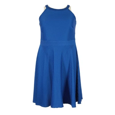 Vestido Alfani Sin Mangas Halter Línea A Azul Real Ajuste y Acampanado Talla 20 Cóctel Foto 1 de 4