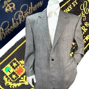 Brooks Brothers Loro Piana Zelander Merino Wool Blazer Men 46R Glen Plaid - Picture 1 of 16