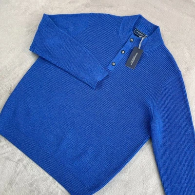 Vineyard Vines Oysterman Button Mock Sweater Men XL Hull Blue 100% Merino Wool - Image 1 of 4
