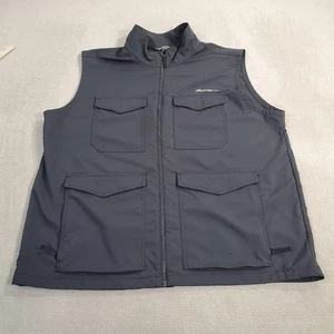 Eddie Bauer Travex Vest Mens 2XL XXL Black Jacket Chore Cargo Full Zip Travel * - Picture 1 of 16