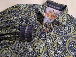 Robert Graham Button Up Floral Paisley Print Shirt Green Colorful Men's Small - Picture 1 of 10