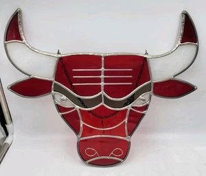 Chicago Bulls Vintage Stained Glass Window Decoration Basketball Suncatcher - Picture 1 of 11