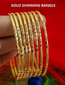 Último Brazalete Nupcial Dorado Mate Único Chudiya Ropa de Fiesta Nupcial Joyería (8 Piezas) - Imagen 1 de 2