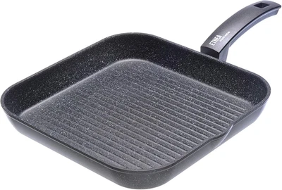 Etnea Bistecchiera Antiaderente, Alluminio, Nero, 28 X 28 Cm, Made in Italy - Immagine 1 di 4