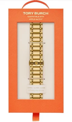 NUEVO Tory Burch Miller 38-40 mm Oro Acero Inoxidable Apple Watch Correa TBS0094 Foto 1 de 4