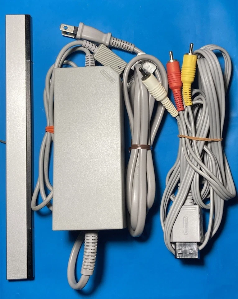OEM Nintendo Wii Full Cables Set - AV Cables + Power Brick + Sensor Bar - Image 1 of 1
