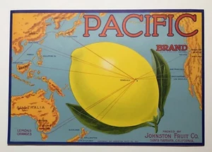 Etiqueta de caja de limones/naranjas marca Pacific - Imagen 1 de 1