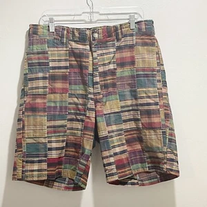 BOB TIMBERLAKE Men’s MADRAS Patchwork Plaid Bermuda Shorts Preppy Golf Size 34 - Picture 1 of 5