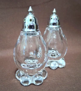 Vtg. IMPERIAL Clear Glass Candlewick Beaded Base 3" Salt and Pepper Shakers - Picture 1 of 4