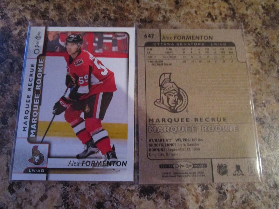 2017-18 OPC O PEE CHEE # 647 ALEX FORMENTON MARQUEE ROOKIE RC OTTAWA SENATORS - Image 1 of 1