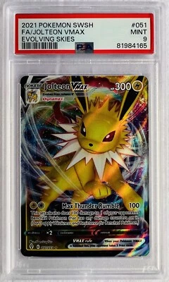 2021 POKEMON SWSH #051 FA/JOLTEON VMAX EVOLVING SKIES PSA 9 Mint - Image 1 of 2