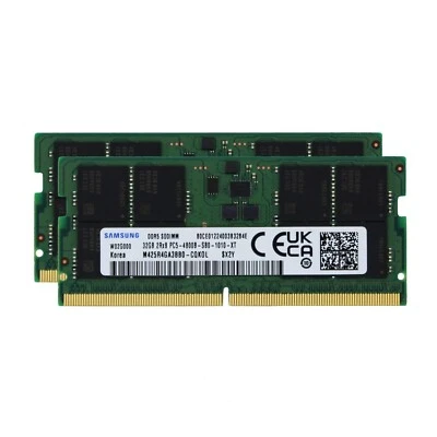Samsung 2x32GB PC5-38400 DDR5 4800 MHz SODIMM Laptop Memory RAM M425R4GA3BB0-CQK - Image 1 of 2