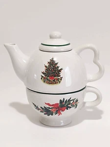 Pfaltzgraff Christmas Heritage 6.5" TEA FOR ONE Teapot w/ Lid 16oz #012-984-00 - Picture 1 of 11