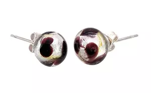 Glass Earrings, Murano Glass Earrings, Stud Earrings, Murano Glass Studs, 8mm - Picture 1 of 6