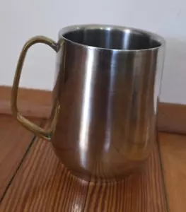 Garrett Wade Edelstahl großer Kaffeebecher Messinggriff 5" hoch 20 Unzen - Bild 1 von 6
