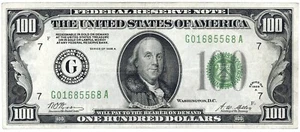 1928 A $100 Gold on Demand Federal Reserve Note ☆☆ Chicago, Illinois ☆☆ 568 - Picture 1 of 2