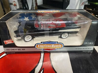 American Muscle Custom 57 Chevy Black With Flames 32098 Ertl 1 18 - Image 1 of 2