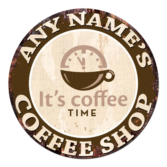 CP-0082 ANY NAME'S COFFEE SHOP Custom Personalized Chic Tin Sign Decor Gift idea - Image 1 of 1