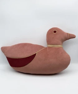 Duck Shaped Throw Pillow 12” x 20” Pink Gold Embroidered Animal Bird Decor  - Picture 1 of 11