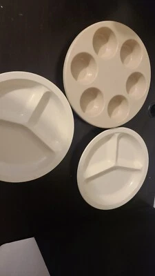 Lot of 2 Vintage  Anchor Hocking 9.25" Divided MicroWare Plates  Muffin Pan  - Image 1 of 4