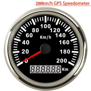 85mm 200kph GPS Speedometer For Auto Marine Black Odometer Red Backlight 9-32VDC - Picture 1 of 7