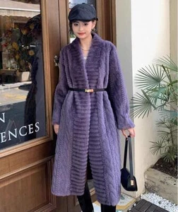 Mujeres Moda Invierno Cuello en V Manga Larga Suelto Cálido Imitación Visón Piel Abrigos Abrigo - Imagen 1 de 18