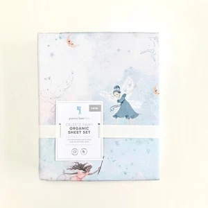Pottery barn Kids Organic Celeste Fairy Sheet Set Twin Blush Blue Moon Swan