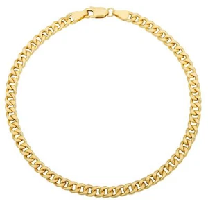 Bracciale corazzato oro 585 4mm 14 carati braccialetto lucido diamantato donna uomo - Foto 1 di 16