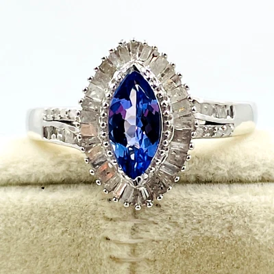 Anillo ShopLC NUEVO CON ETIQUETAS Tanzanita Diamante (.50 quilates) en Platino sobre STS (Talla 10) LEER Foto 1 de 4