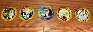 Lotto 5 medaglioni di latta Dragon Ball Z Funimation Vegeta Gohan Cell Irwin vintage - Foto 1 di 1