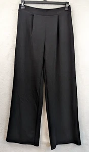 Premise sz M Pants Wide Leg stretchy pull on elastic waist pleated black 3502 - Picture 1 of 6