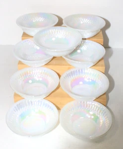 Vintage lot of 9 Glass Iridescent Bowl 4.75" USA Opalescent Milk Glass - Picture 1 of 11