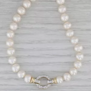 Freshwater Cultured Pearl Bead Single Strand Necklace 14k Yellow Gold 18.25" - Picture 1 of 6