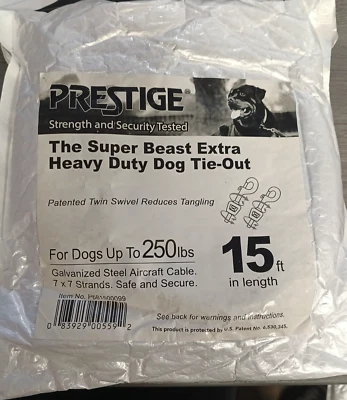 Prestige Super-Beast Dog Tie-Out, 15 pies, hasta 250 libras Foto 1 de 2