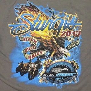 2013 Sturgis Tee Shirt 73rd Black Hills Rally Motorcycle T Shirt 2 SIDED Gray M - Picture 1 of 13