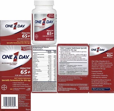 09/26 One A Day Proactive 65+ Plus Multivitaminas 150 tb envío gratuito ea add'l EE. UU. Foto 1 de 3