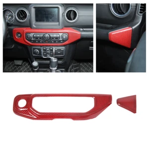Air Conditioner Control Panel Cover Trim Red Carbon For Jeep Wrangler JL 2018-21 - Picture 1 of 9