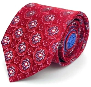 Corbata floral geométrica tejida azul rosa 100 % seda SAKS FIVE AVENUE - Imagen 1 de 12