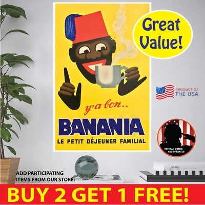 Banania French Retro Ad POSTER MULTI.FORMATS PAPER CANVAS VINYL POSTCARD STICKER - Image 1 of 4