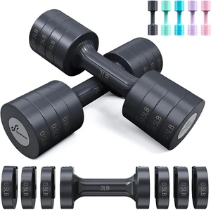 Set 2 Manubri Regolabili Rapidi Home Gym Nero Mano Libera Peso da 2 a 5 libbre ea - Foto 1 di 11