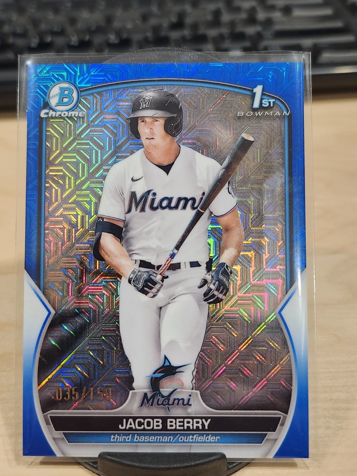 2023 Bowman Chrome Jacob Berry #BCP-108 1st Blue Mojo Refractor /150 Marlins
