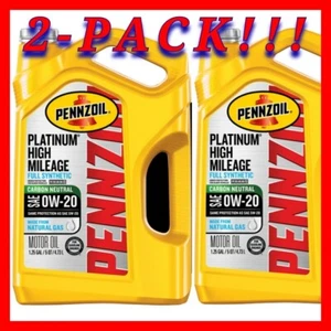 Pennzoil Platinum High Mileage Full Synthetic Engine Oil 0W-20 2pk (10 quarts) - Picture 1 of 3