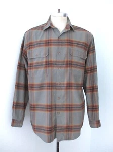 Vtg 80s Banana Republic Mill Valley Gray Brown Plaid Safari Shirt 100% Cotton M - Picture 1 of 7