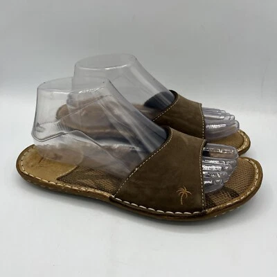 Sandalias Margaritaville Negril Slides para mujer talla 7 de cuero marrón palmera Foto 1 de 4